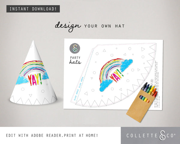 FREE Printable DIY Colouring Party Hats