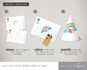 FREE Printable DIY Colouring Party Hats