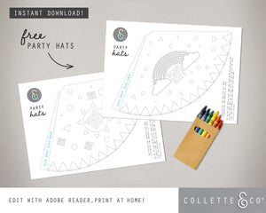 FREE Printable DIY Colouring Party Hats