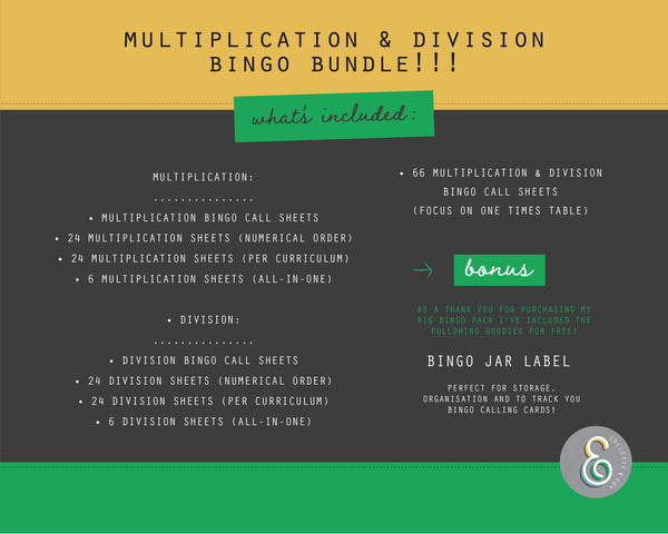 Multiplication & Division Printable Bingo BUNDLE