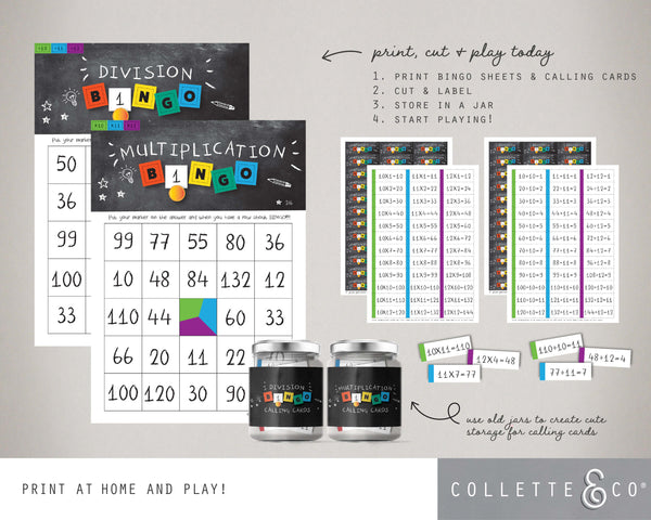 Multiplication & Division Printable Bingo BUNDLE