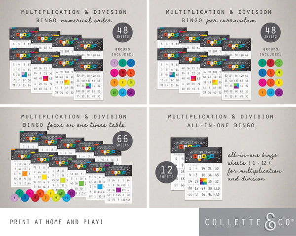 Multiplication & Division Printable Bingo BUNDLE