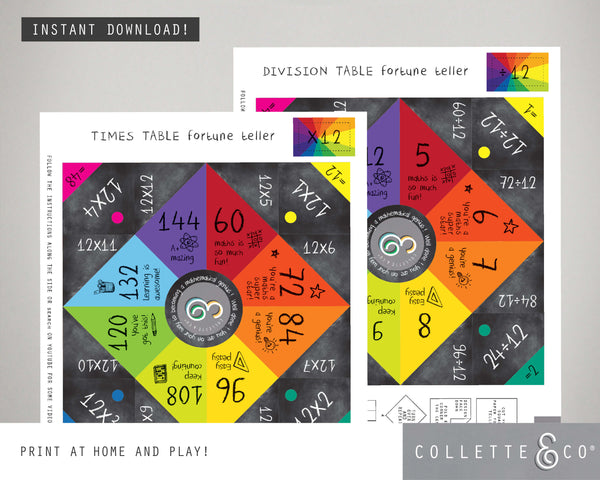 Multiplication & Division Table Printable Origami Fortune Teller BUNDLE