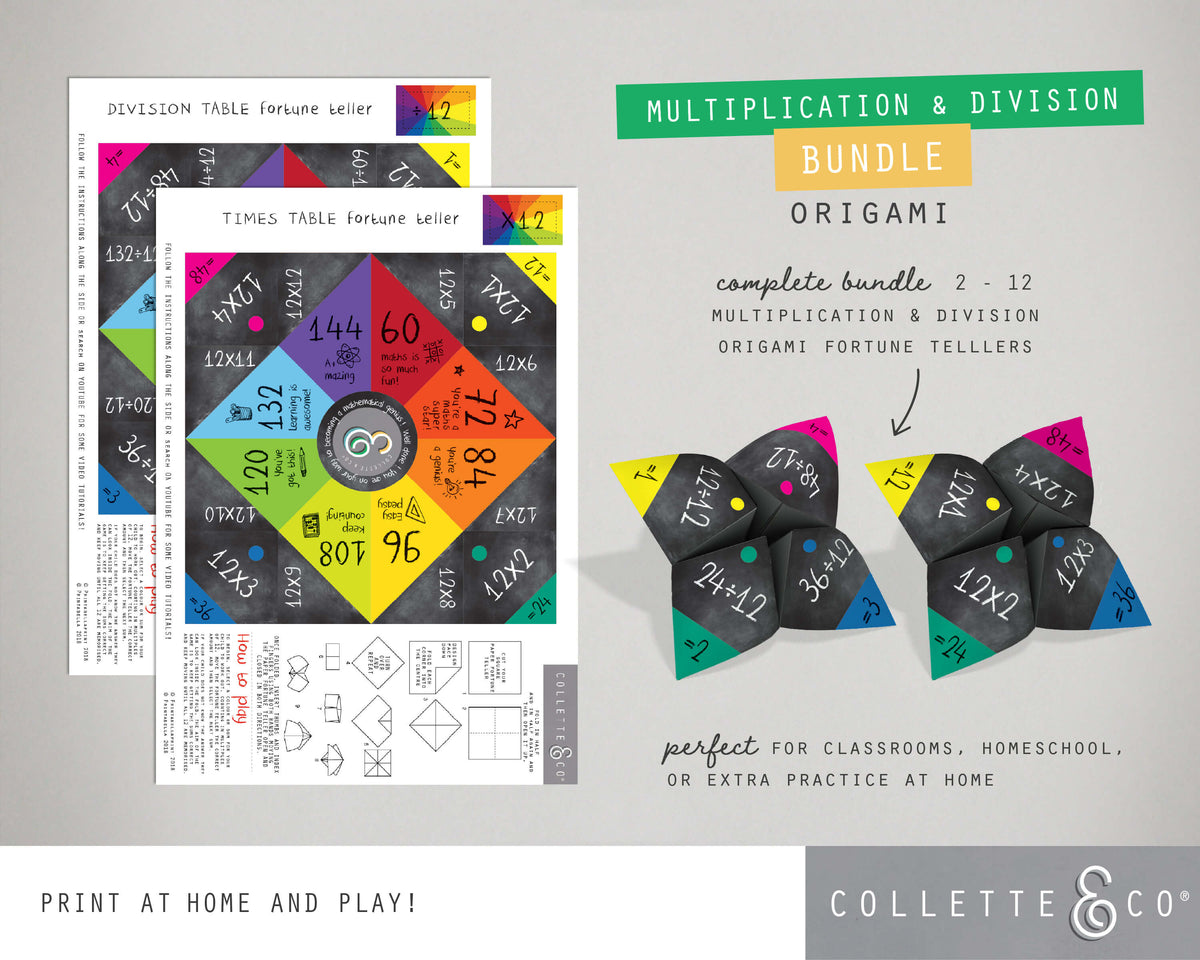 Multiplication & Division Table Printable Origami Fortune Teller BUNDL
