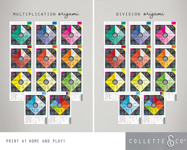 Multiplication & Division Table Printable Origami Fortune Teller BUNDLE