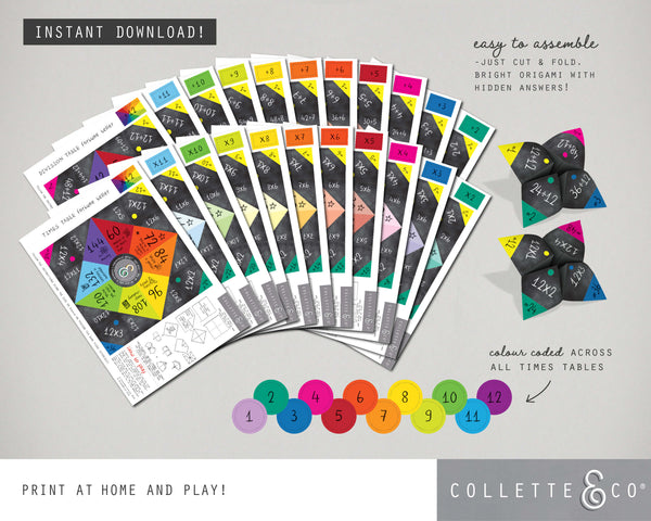Multiplication & Division Table Printable Origami Fortune Teller BUNDLE