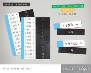 Multiplication & Division Table Printable Flashcards BUNDLE