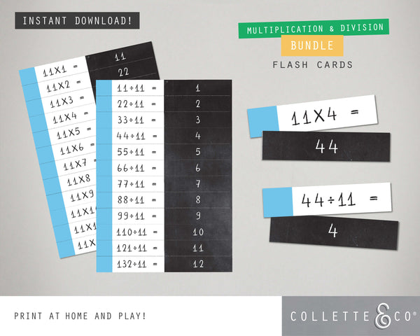 Multiplication & Division Table Printable Flashcards BUNDLE