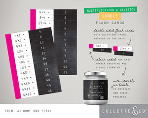 Multiplication & Division Table Printable Flashcards BUNDLE
