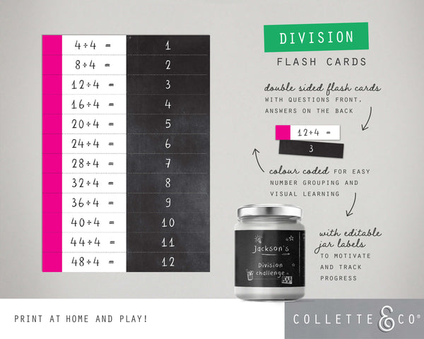 Division Printable Flashcards