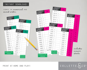 Multiplication & Division Printable Practice Sheets BUNDLE