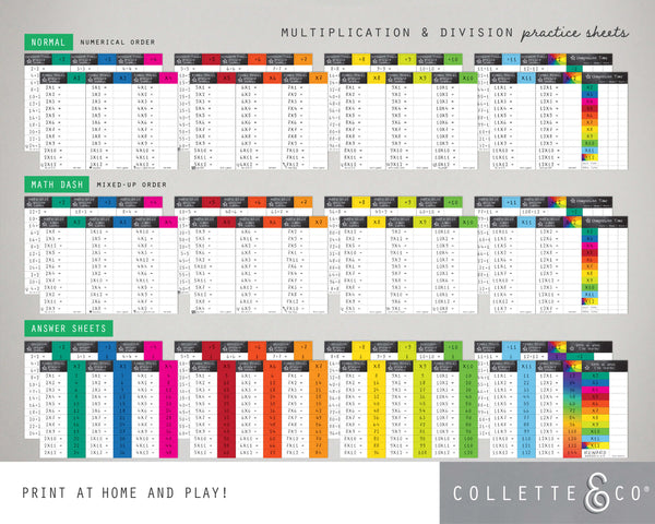 Multiplication & Division Printable Practice Sheets BUNDLE