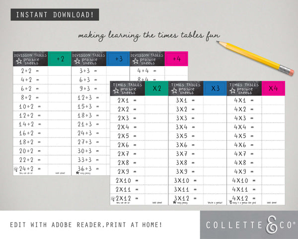 Multiplication & Division Printable Practice Sheets BUNDLE