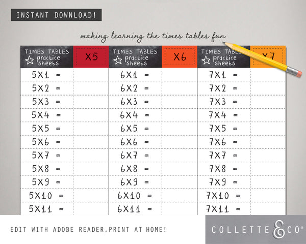 Multiplication Printable Practice Sheets