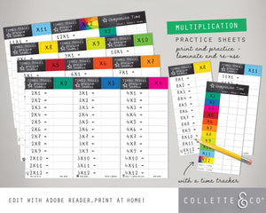 Multiplication Printable Practice Sheets