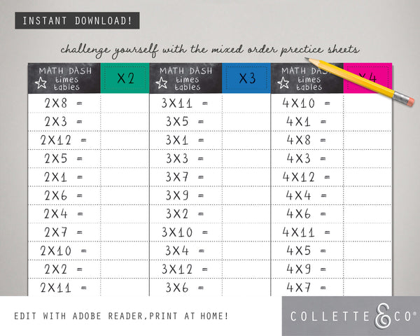 Multiplication Printable Practice Sheets