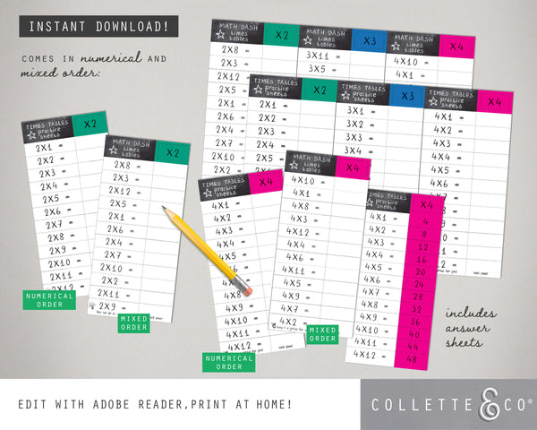 Multiplication Printable Practice Sheets