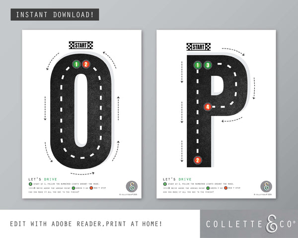 Race Car Alphabet Letter Tracing Printable