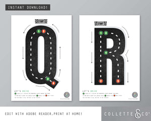 Race Car Alphabet Letter Tracing Printable