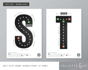 Race Car Alphabet Letter Tracing Printable