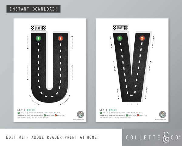Race Car Alphabet Letter Tracing Printable