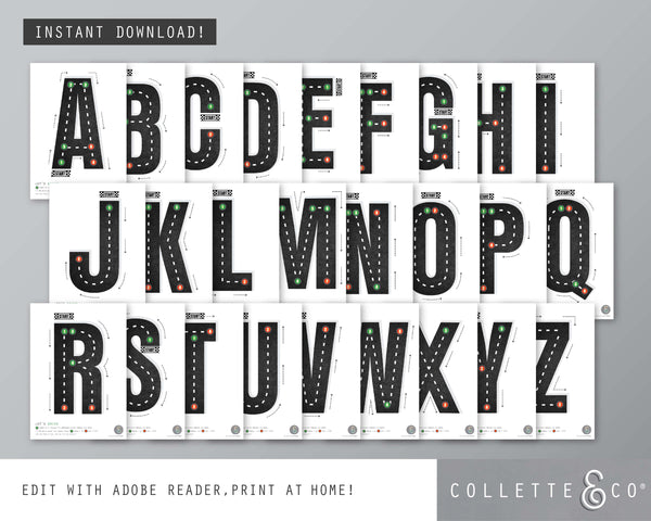 Race Car Alphabet Letter Tracing Printable