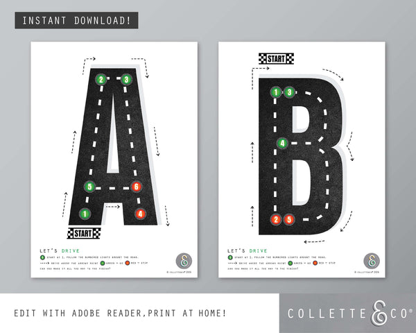Race Car Alphabet Letter Tracing Printable