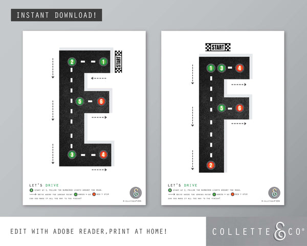 Race Car Alphabet Letter Tracing Printable