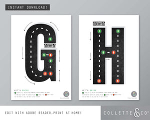 Race Car Alphabet Letter Tracing Printable
