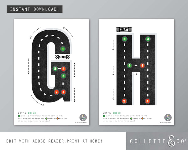 Race Car Alphabet Letter Tracing Printable