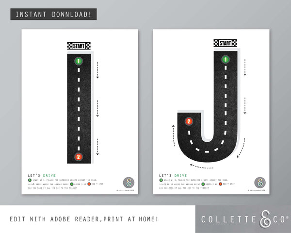 Race Car Alphabet Letter Tracing Printable