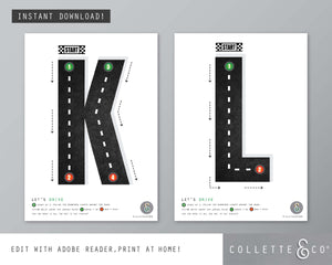 Race Car Alphabet Letter Tracing Printable