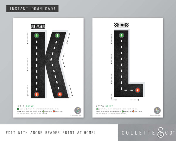 Race Car Alphabet Letter Tracing Printable