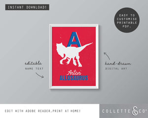 Dinosaur Alphabet A-Z Printable Wall Art