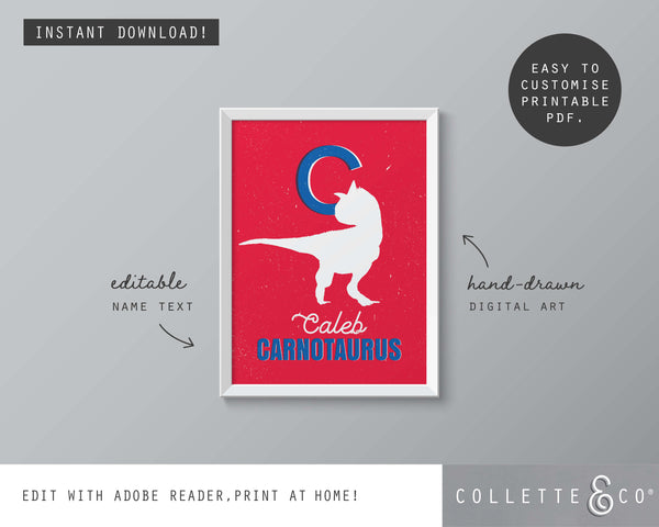 Dinosaur Alphabet A-Z Printable Wall Art