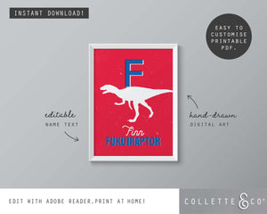 Dinosaur Alphabet A-Z Printable Wall Art