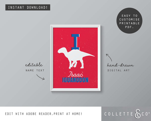 Dinosaur Alphabet A-Z Printable Wall Art