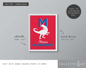 Dinosaur Alphabet A-Z Printable Wall Art