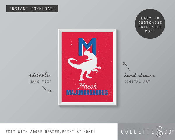 Dinosaur Alphabet A-Z Printable Wall Art