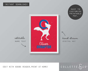Dinosaur Alphabet A-Z Printable Wall Art