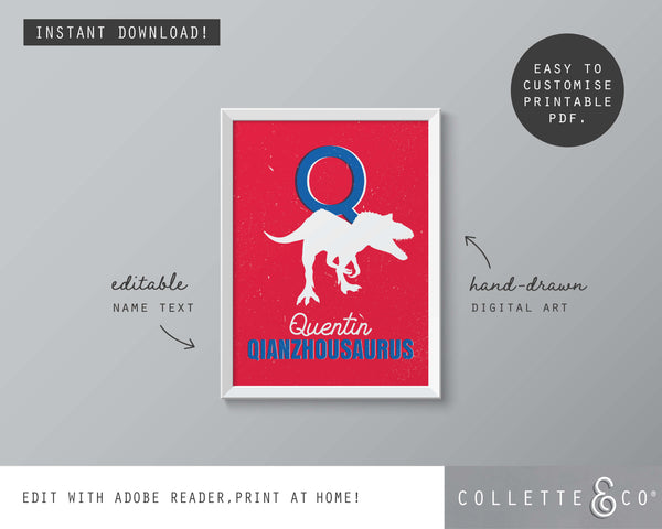 Dinosaur Alphabet A-Z Printable Wall Art