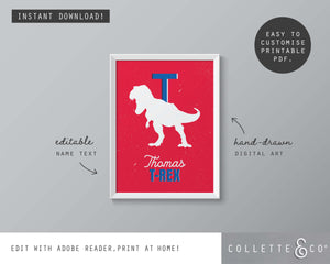 Dinosaur Alphabet A-Z Printable Wall Art