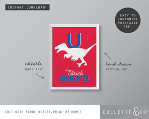 Dinosaur Alphabet A-Z Printable Wall Art