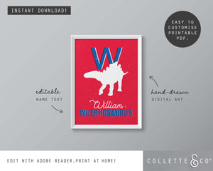 Dinosaur Alphabet A-Z Printable Wall Art
