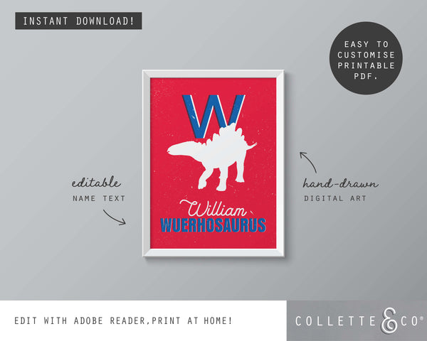 Dinosaur Alphabet A-Z Printable Wall Art