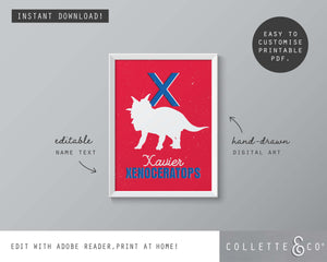 Dinosaur Alphabet A-Z Printable Wall Art