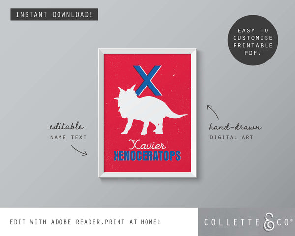 Dinosaur Alphabet A-Z Printable Wall Art