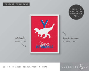 Dinosaur Alphabet A-Z Printable Wall Art