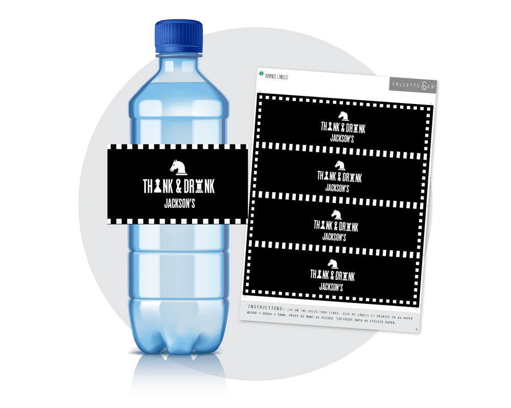 Chess Party Printable Drinks Label