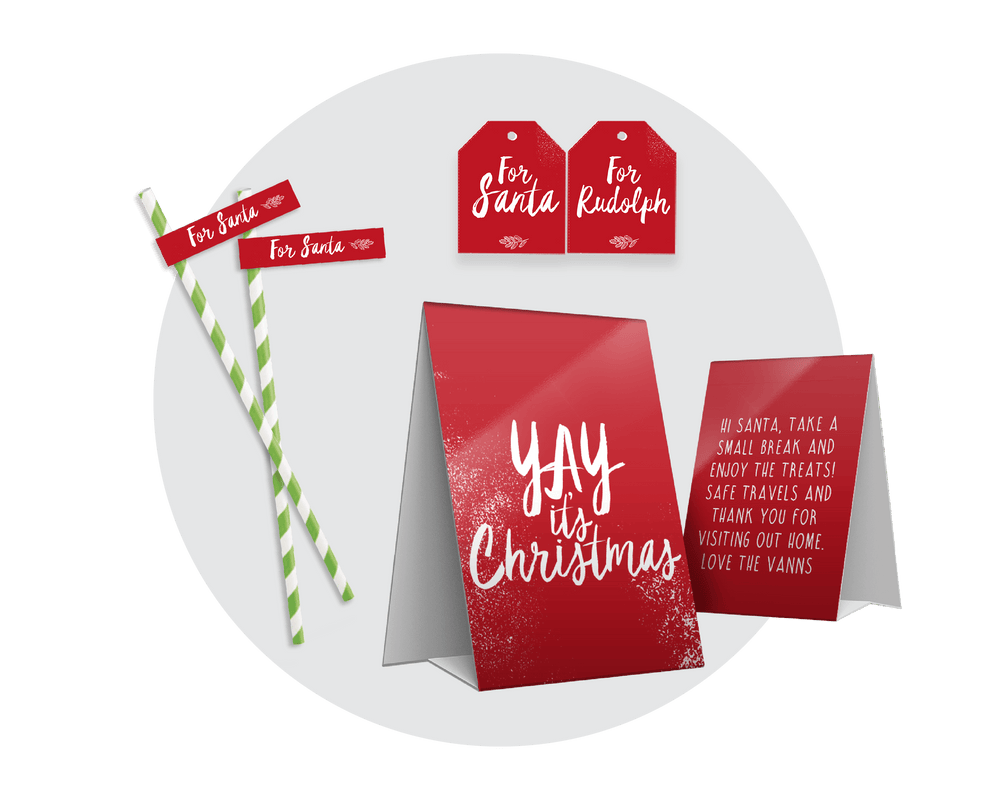 Christmas Eve Santa Treats Tent Card Labels